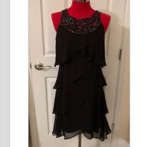 Ruffled chiffon black dress. Size 12